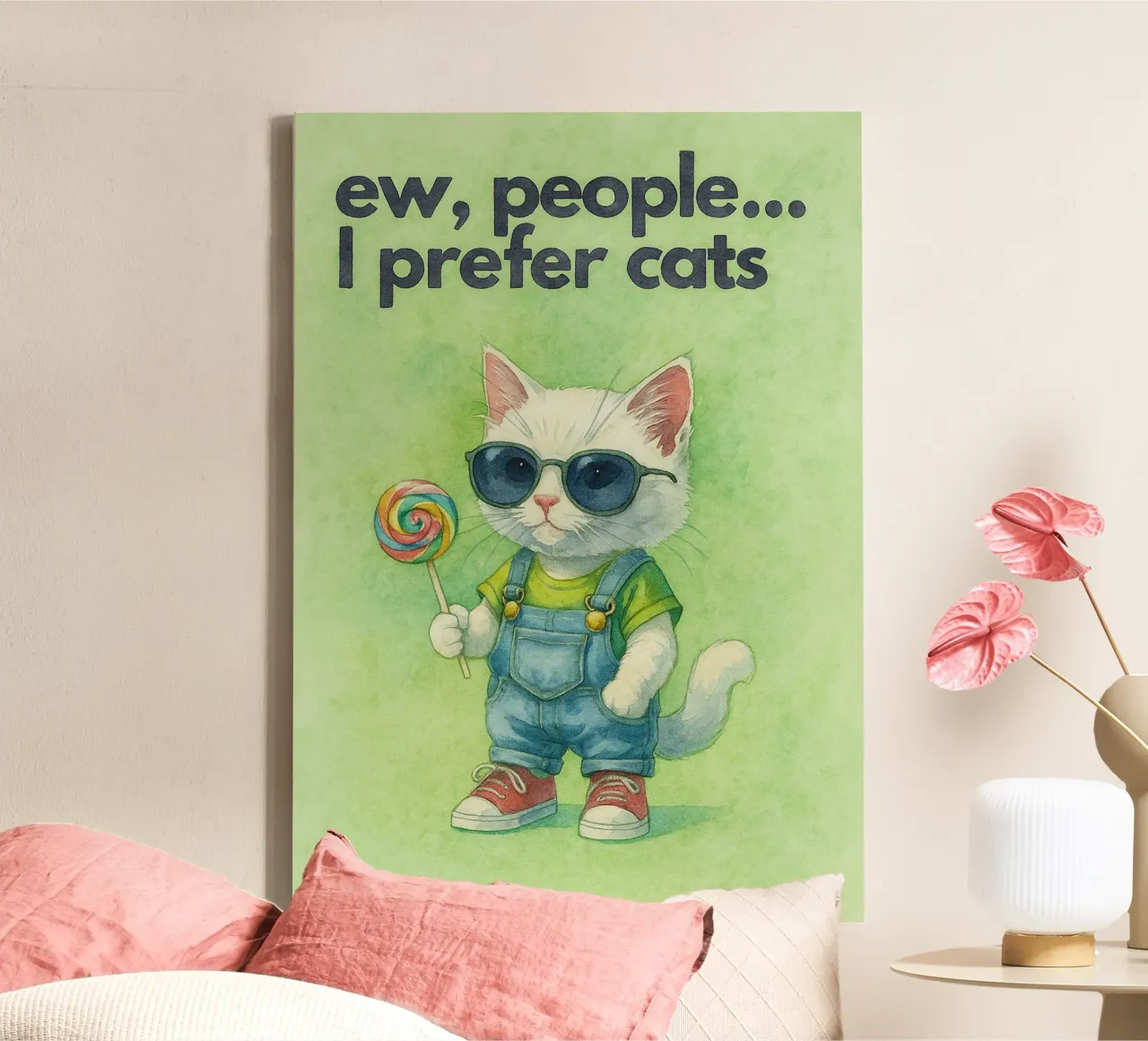 grappig ik heb liever katten canvas met Baklijst van wadasx
