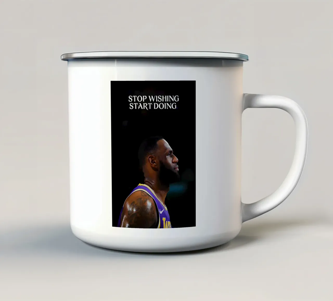 "Stop wishing, start doing." tazza in smalto da Type & Tape