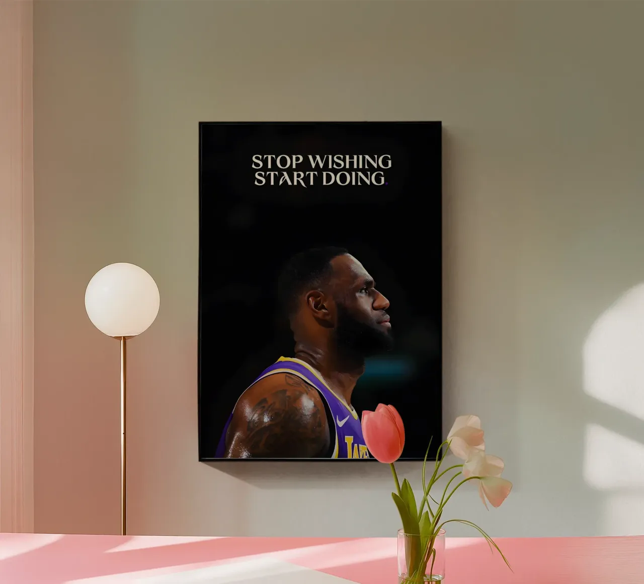 "Stop wishing, start doing." plexiglass da Type & Tape