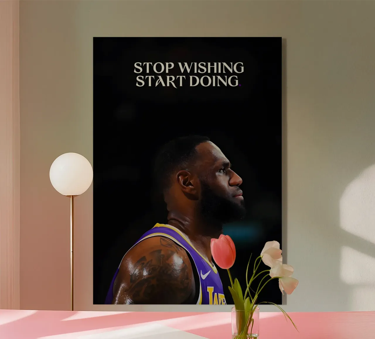 "Stop wishing, start doing." plexiglass da Type & Tape