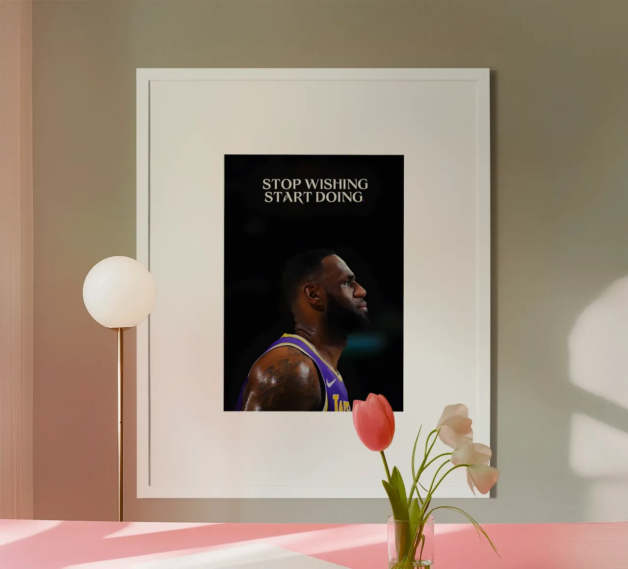 "Stop wishing, start doing." poster con telaio in alluminio da Type & Tape