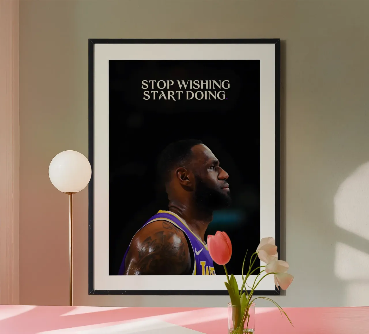 "Stop wishing, start doing." poster con telaio in alluminio da Type & Tape