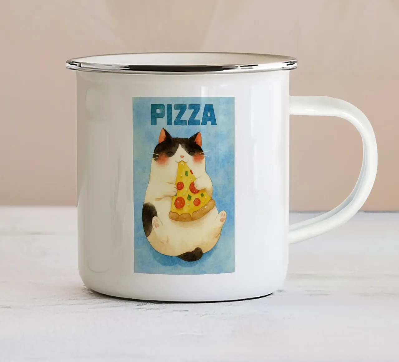 funny pizza cat tazza in smalto da wadasx