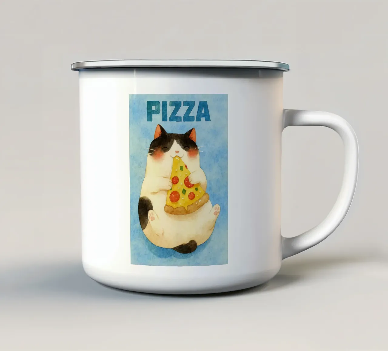 funny pizza cat tazza in smalto da wadasx