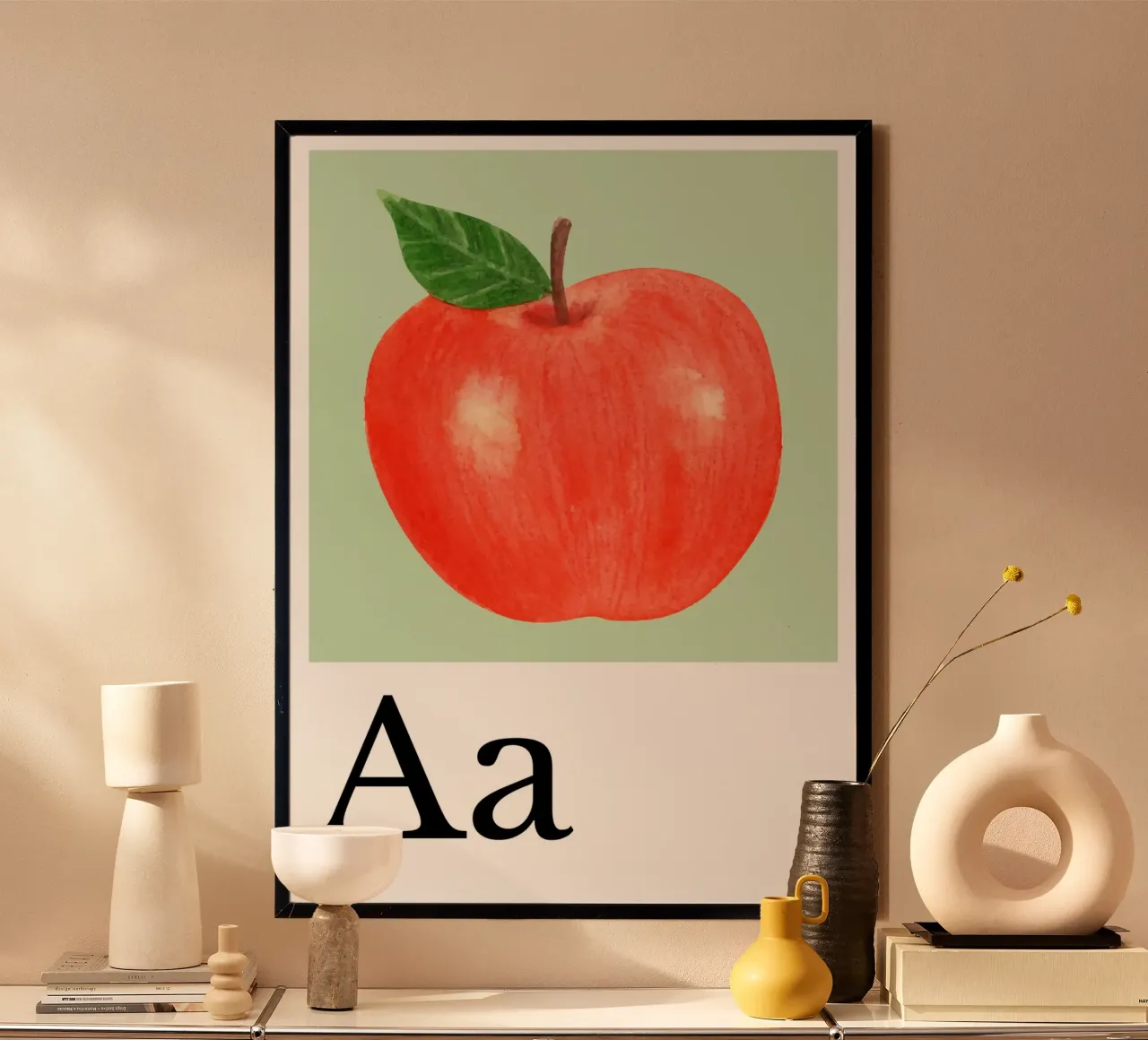 Buchstabe A - A wie Apfel poster con telaio in alluminio da Grünkraftwerk
