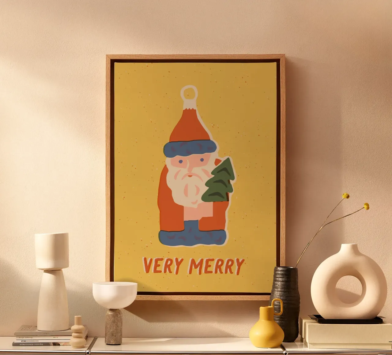 Happy Christmas No 51 tela con Cornice a cassetta da treechild