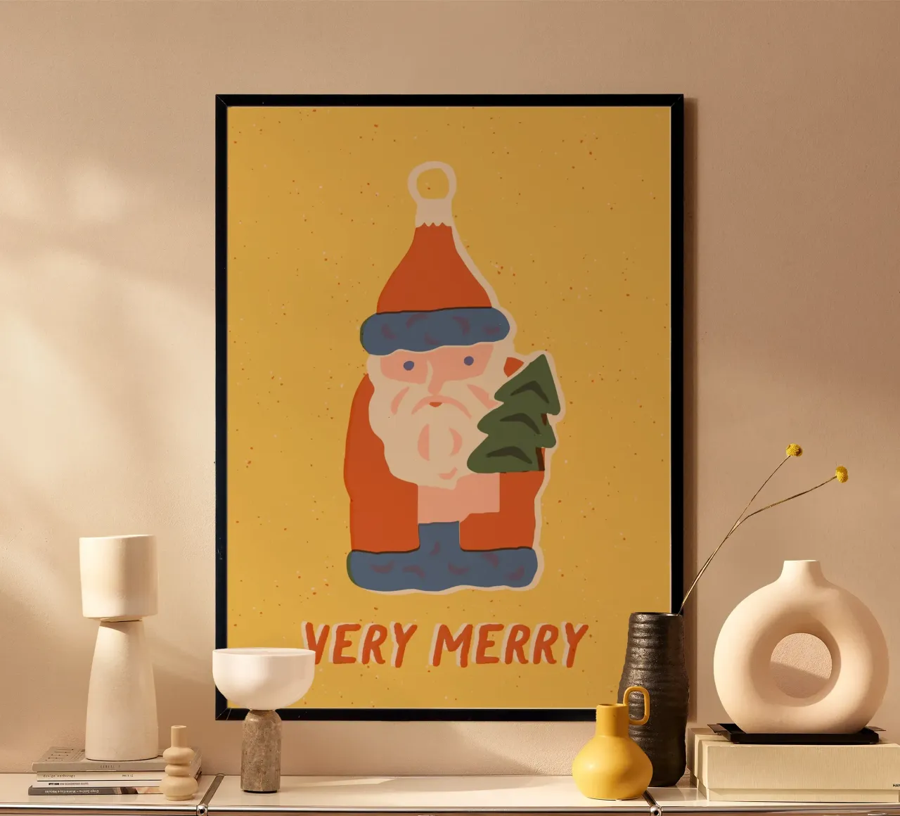 Happy Christmas No 51 poster con telaio in legno da treechild