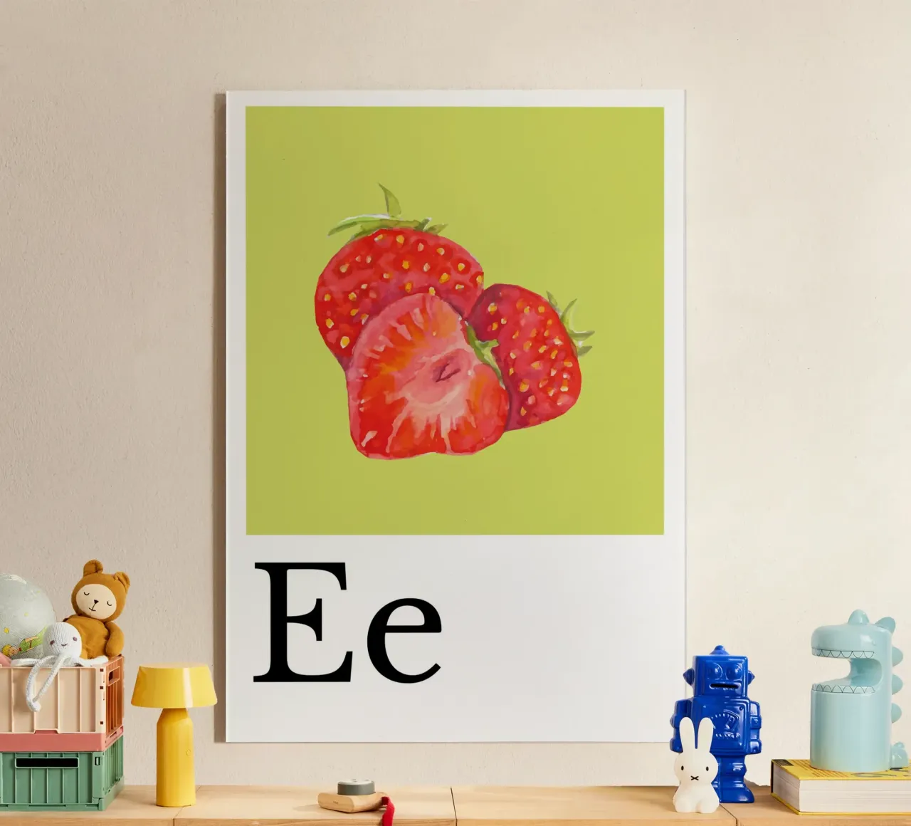 Buchstabe E - E wie Erdbeere plexiglass da Kleine Denker