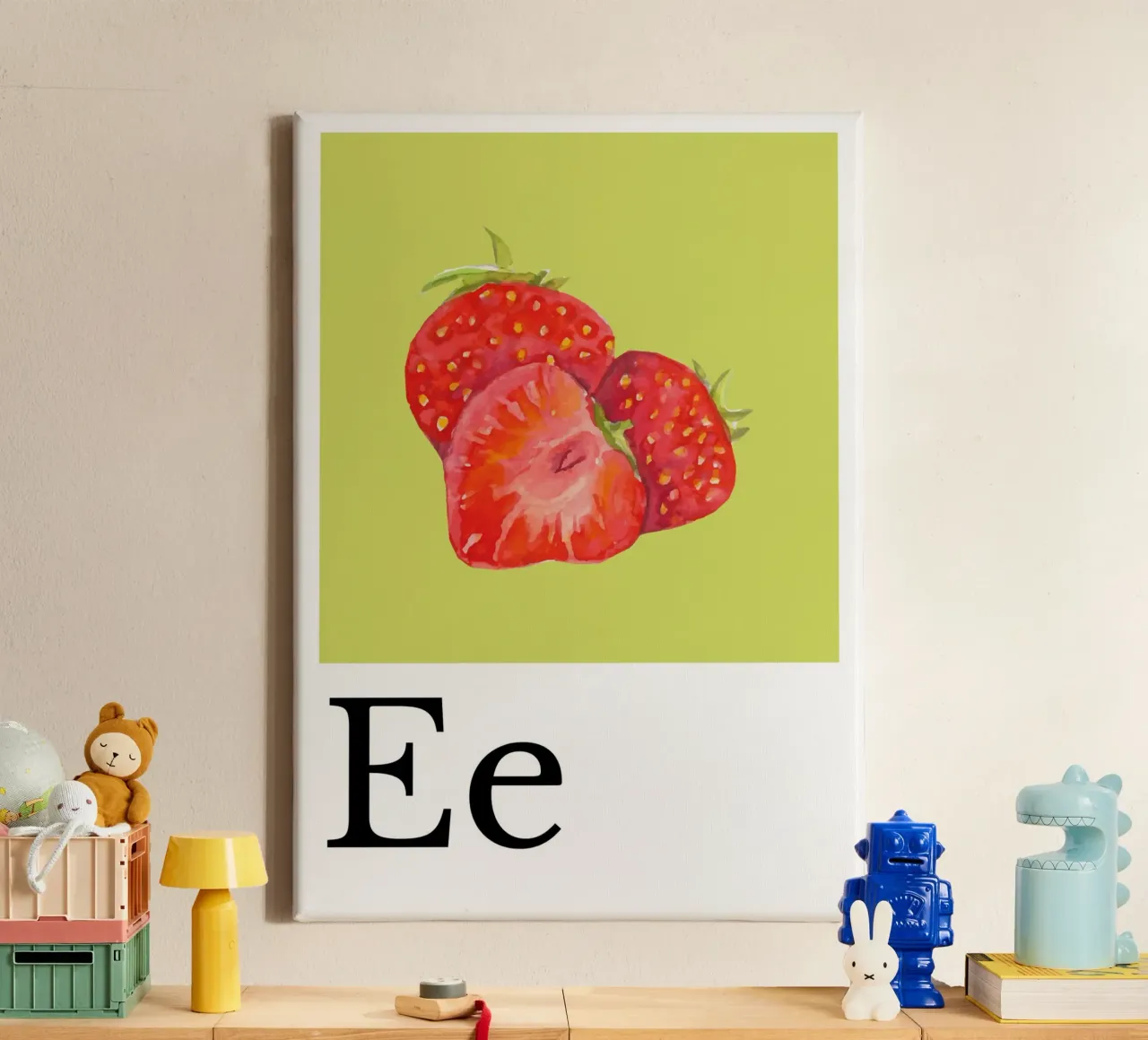 Buchstabe E - E wie Erdbeere tela con Cornice a cassetta da Grünkraftwerk