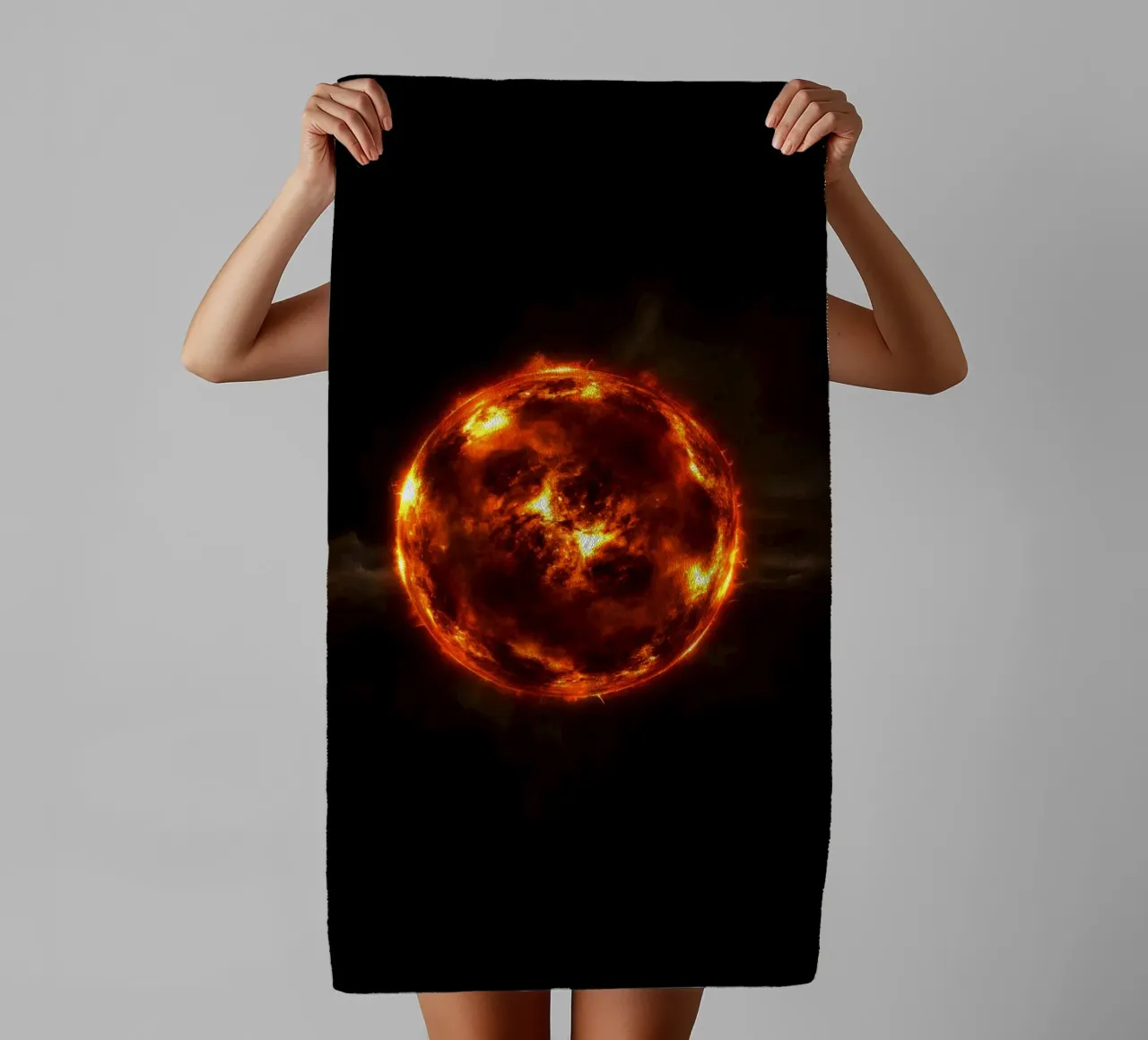Heart of Fire at the Centre of the Universe towel by Metallic Meltdown