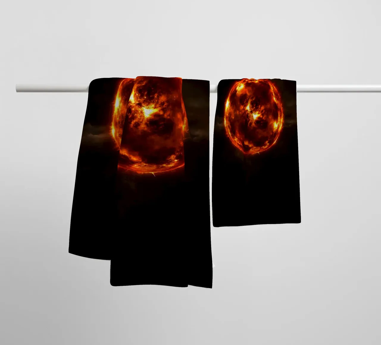 Heart of Fire at the Centre of the Universe towel by Metallic Meltdown
