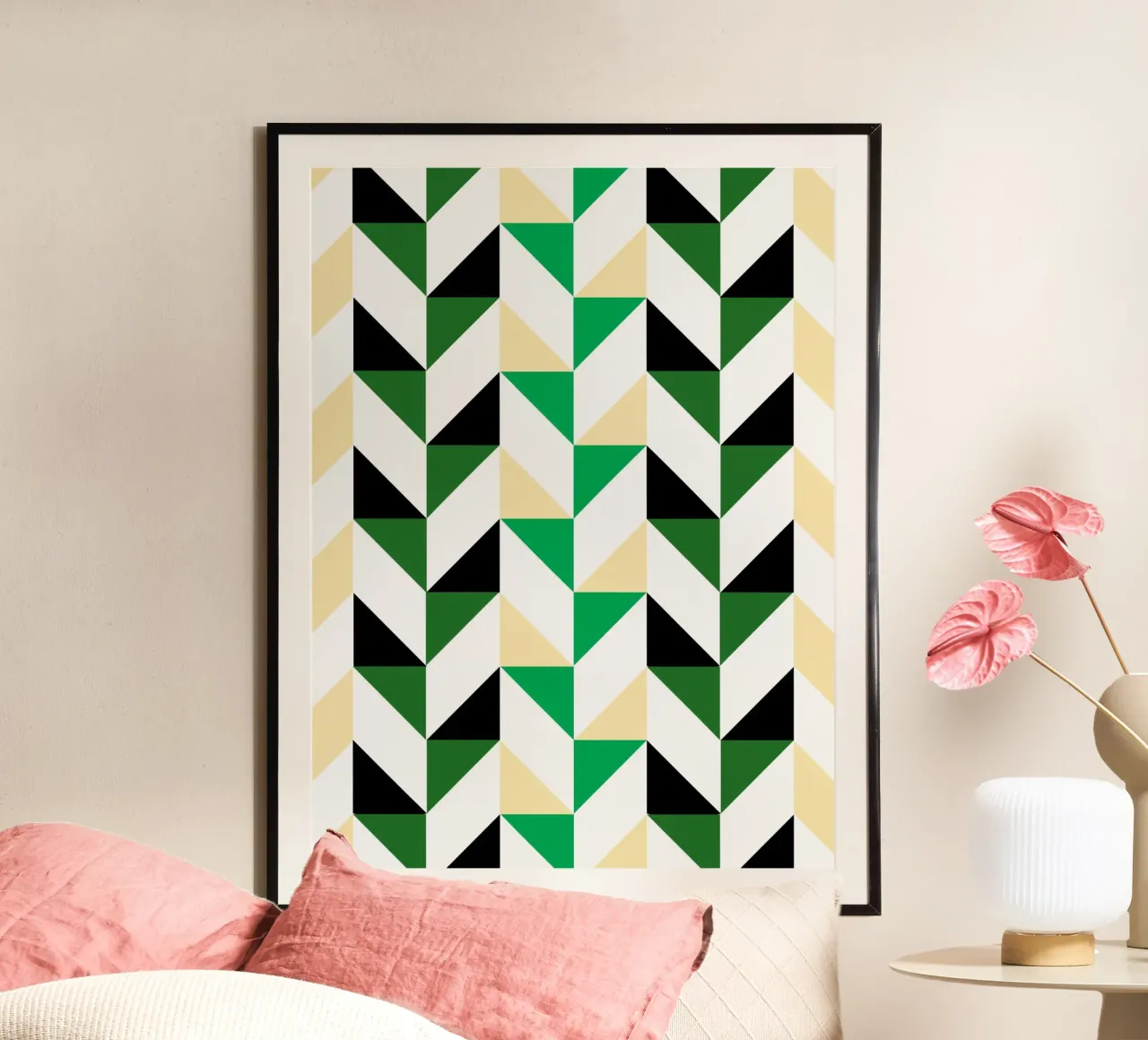 Motif graphique à chevrons - Modern Geometric Print poster avec cadre en plastique de Casa Calm