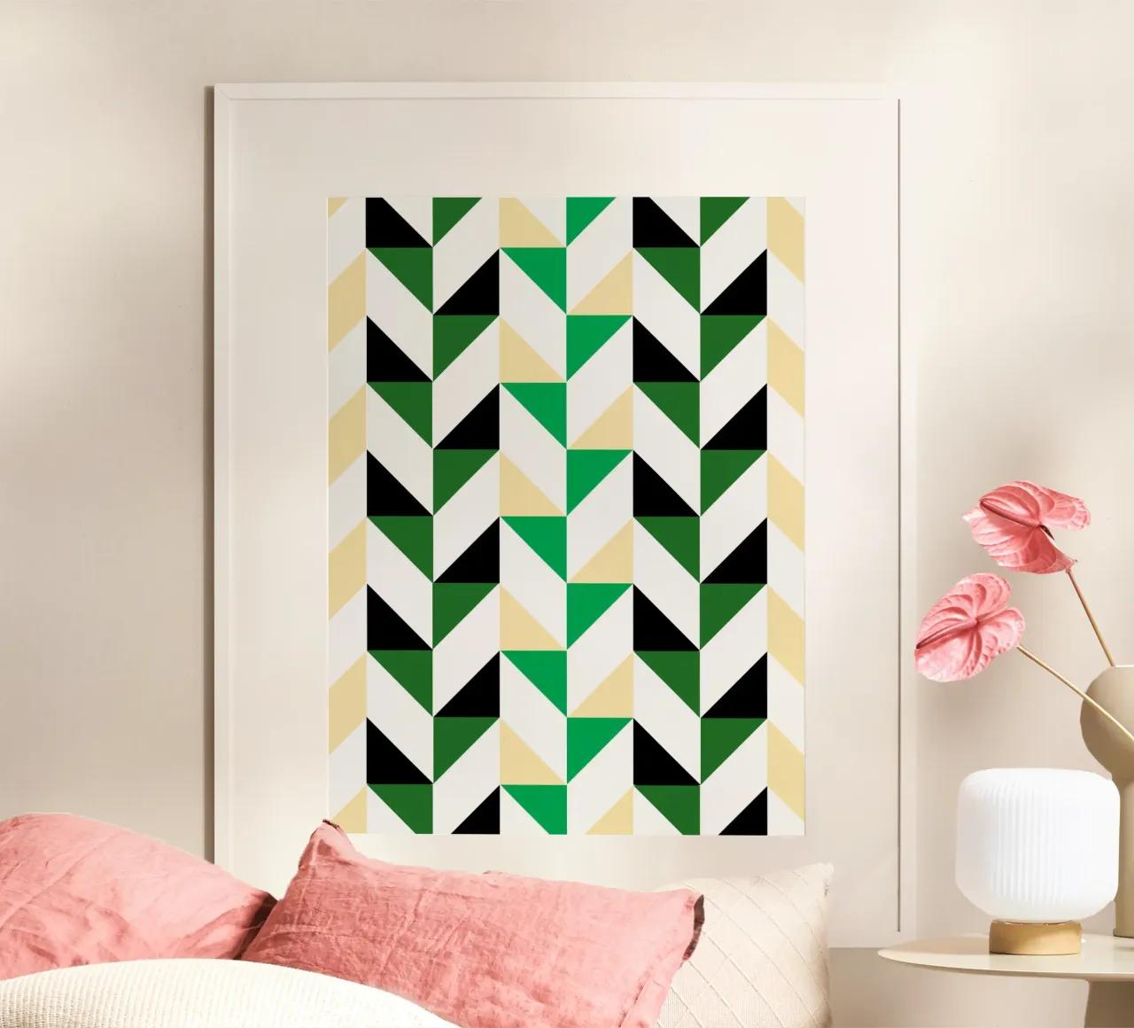 Motif graphique à chevrons - Modern Geometric Print poster avec cadre en plastique de Casa Calm