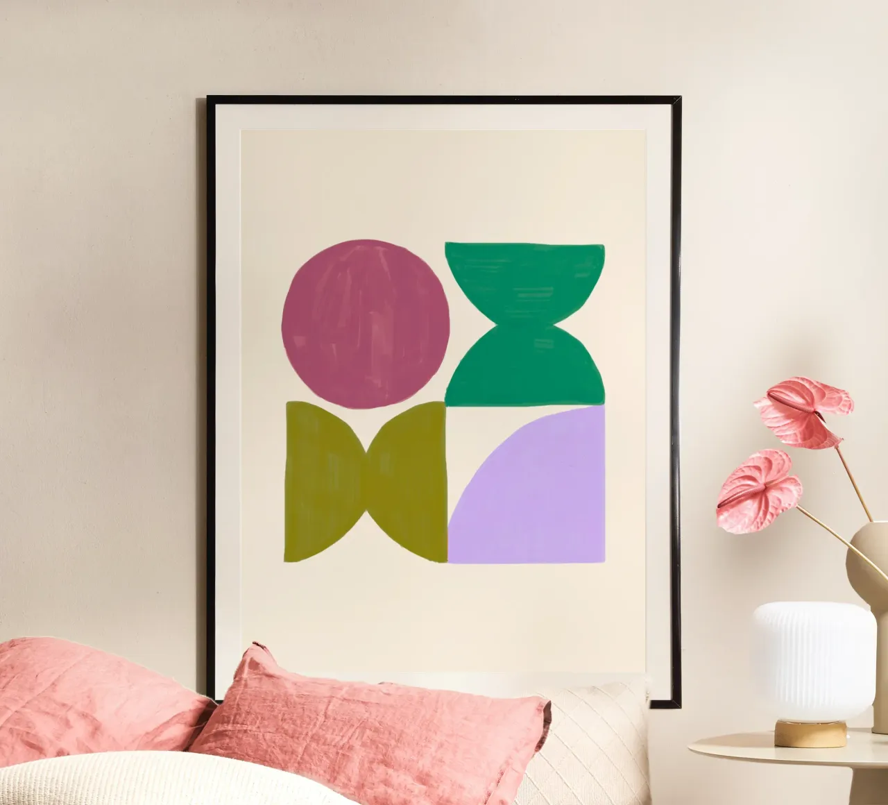 Geometria organica - Forme morbide e moderne poster con telaio in legno da Casa Calm