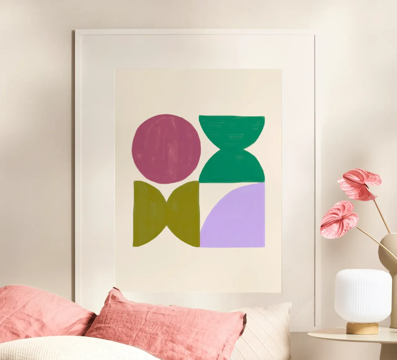 Geometria organica - Forme morbide e moderne poster con telaio in legno da Casa Calm