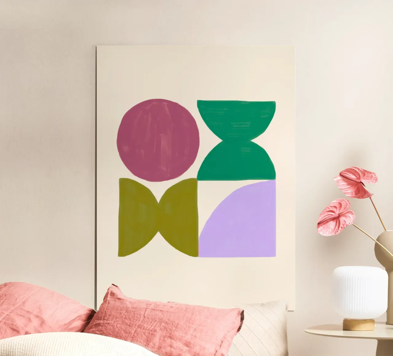 Geometria organica - Forme morbide e moderne poster con telaio in legno da Casa Calm