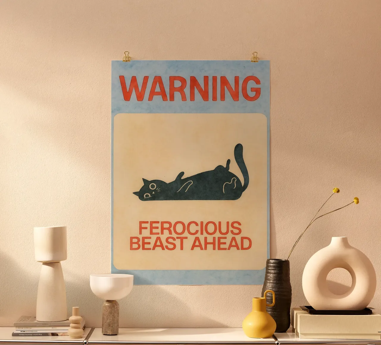 gatto divertente di avvertimento poster da wadasx