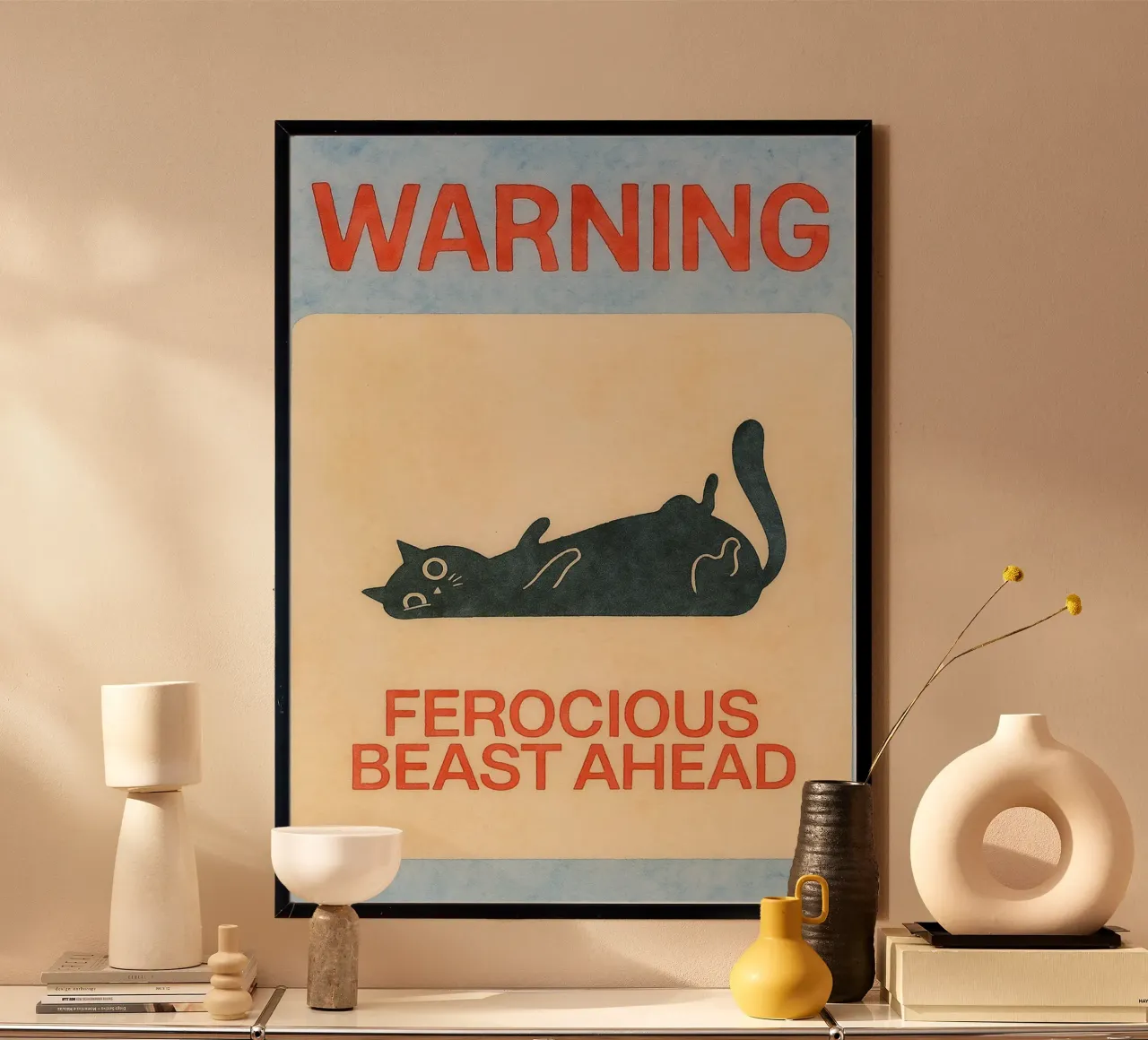 gatto divertente di avvertimento poster da wadasx