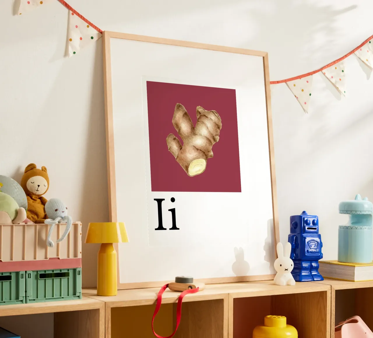 Buchstabe I - I wie Ingwer poster con telaio in alluminio da Grünkraftwerk