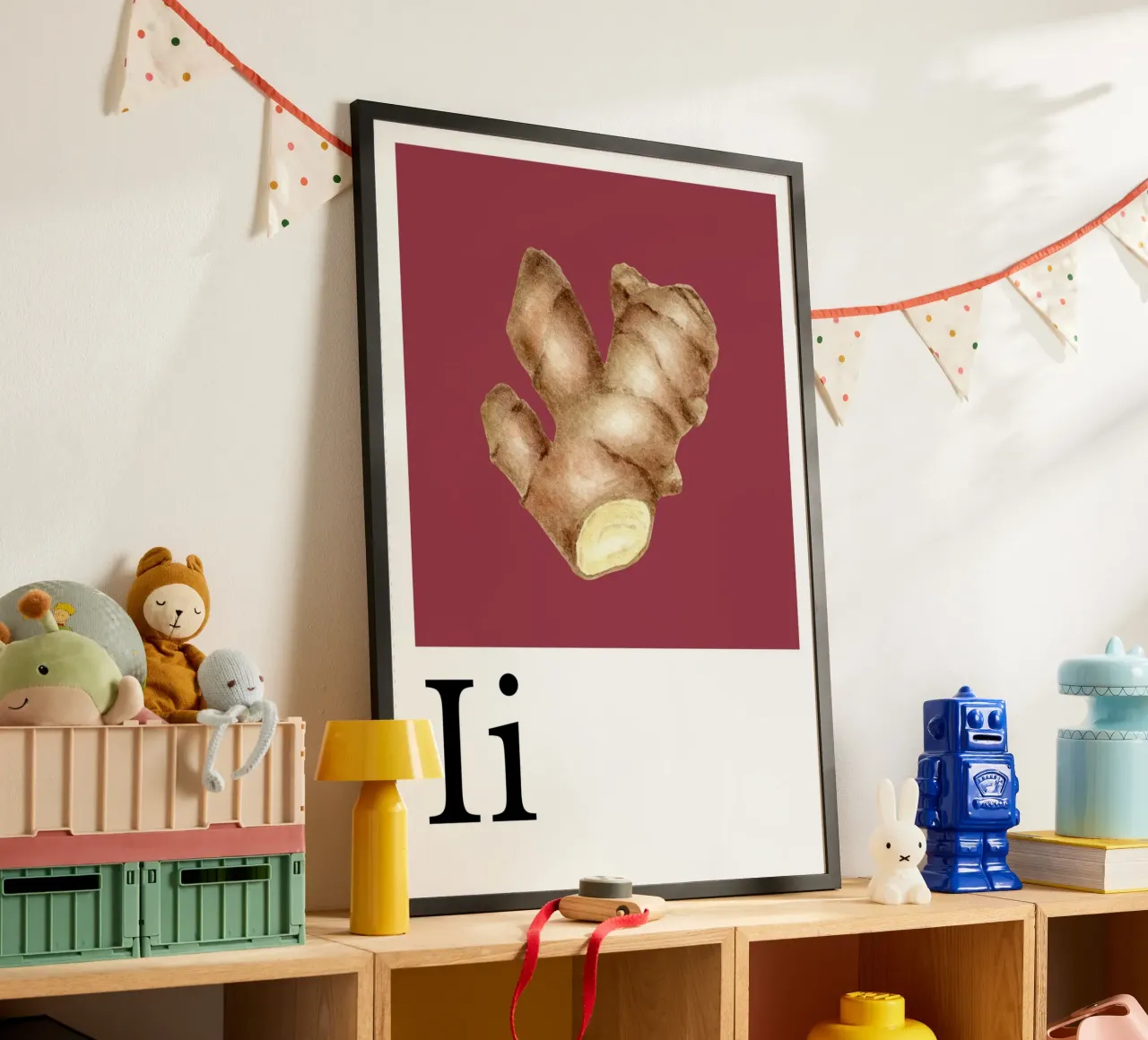 Buchstabe I - I wie Ingwer poster con telaio in alluminio da Grünkraftwerk