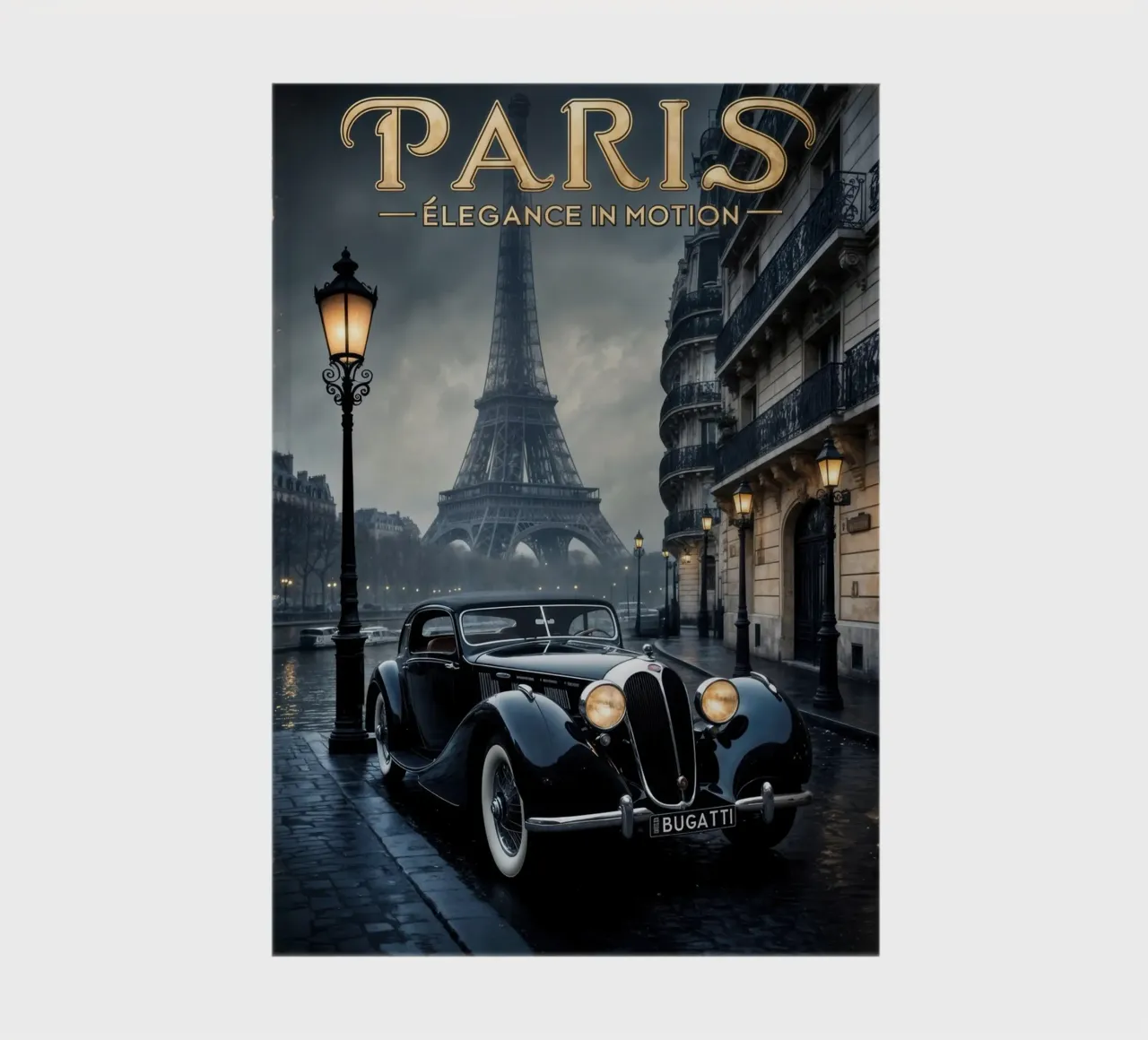 Fascino parigino nostalgico Auto d'epoca e Torre Eiffel diario da Robyn Santiago
