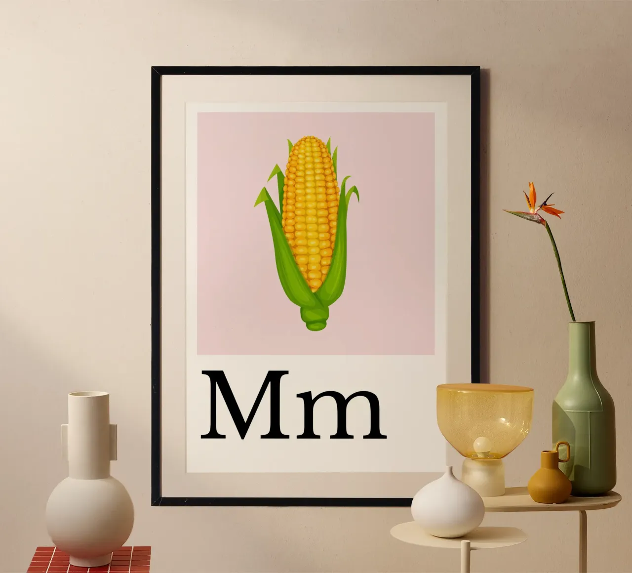 Buchstabe M - M wie Mais poster con telaio in legno da Grünkraftwerk
