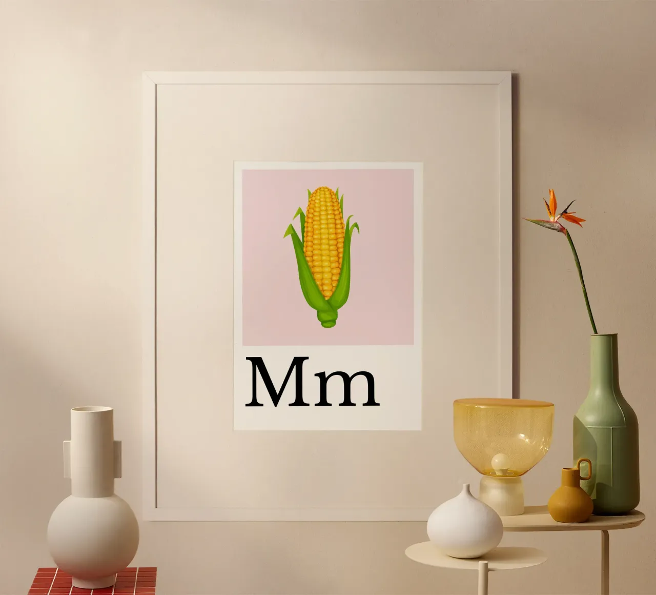 Buchstabe M - M wie Mais poster con telaio in legno da Grünkraftwerk