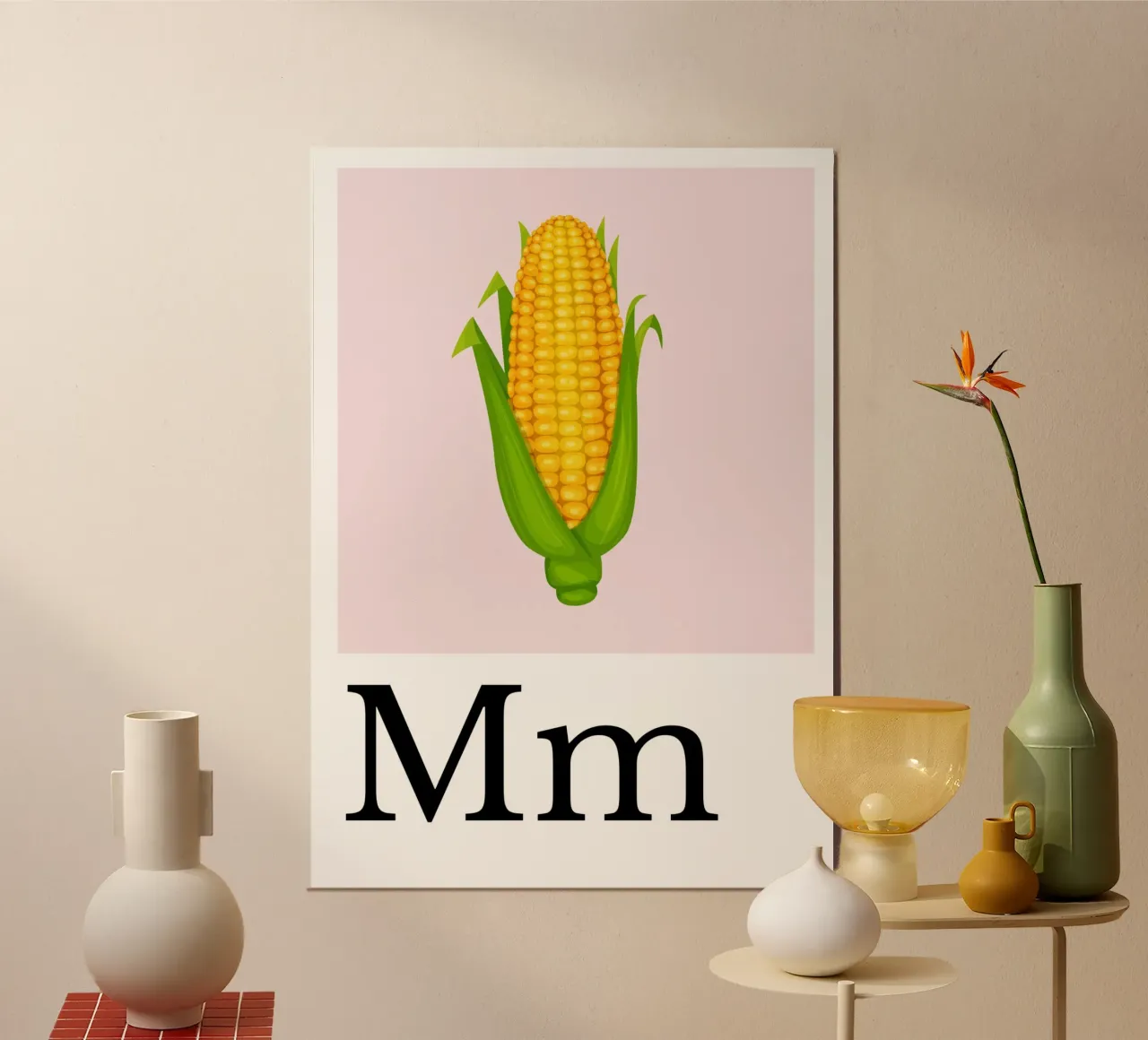 Buchstabe M - M wie Mais poster con telaio in legno da Grünkraftwerk