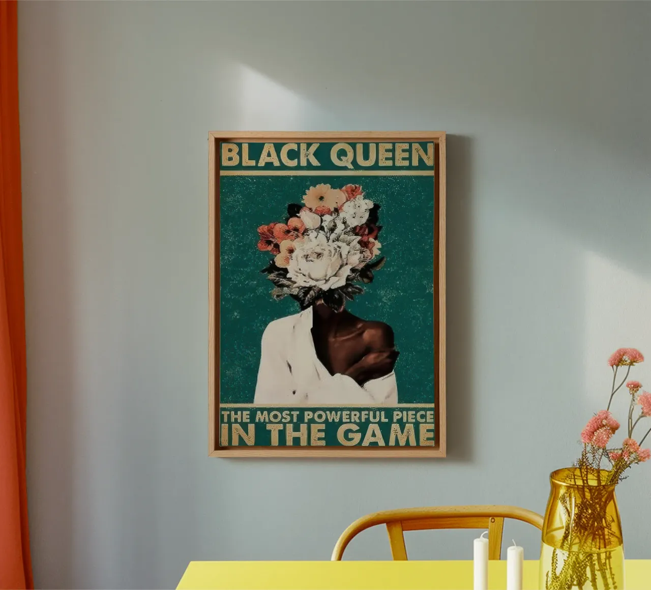 Black Queen In The Game canvas with Floater frame by Robyn Santiago