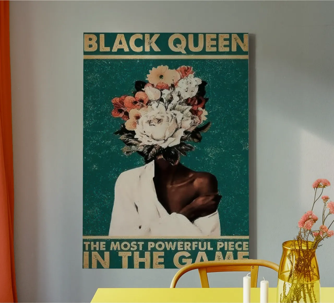 Black Queen In The Game canvas with Floater frame by Robyn Santiago