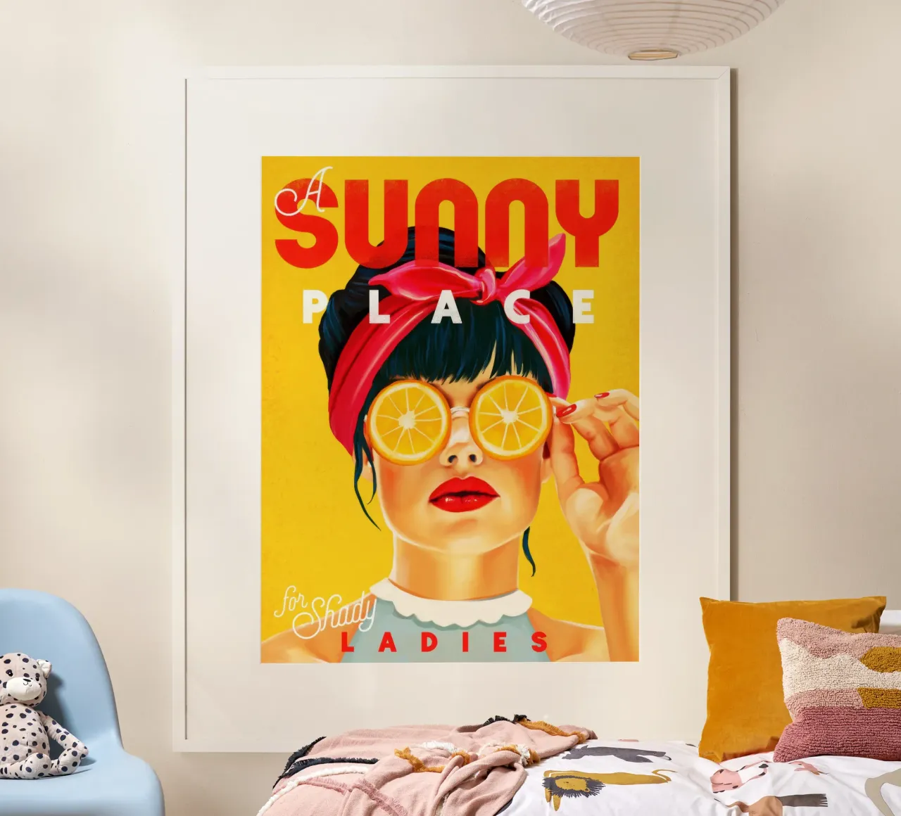 Un luogo soleggiato per signore ombrose poster con telaio in legno da Robyn Santiago