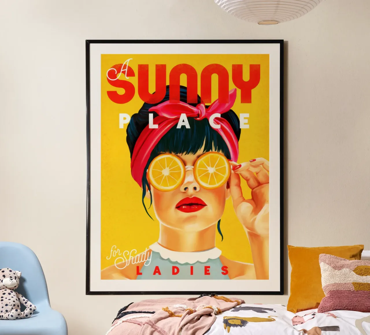 Un luogo soleggiato per signore ombrose poster con telaio in legno da Robyn Santiago