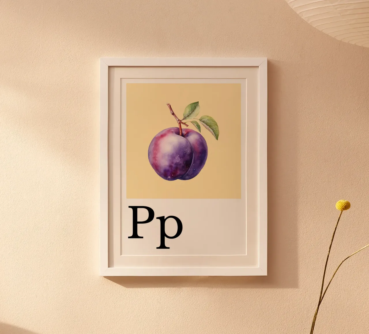 Buchstabe P - P wie Pflaume poster con telaio in alluminio da Grünkraftwerk
