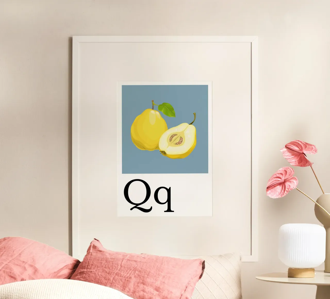 Buchstabe Q - Q wie Quitte poster con telaio in alluminio da Grünkraftwerk