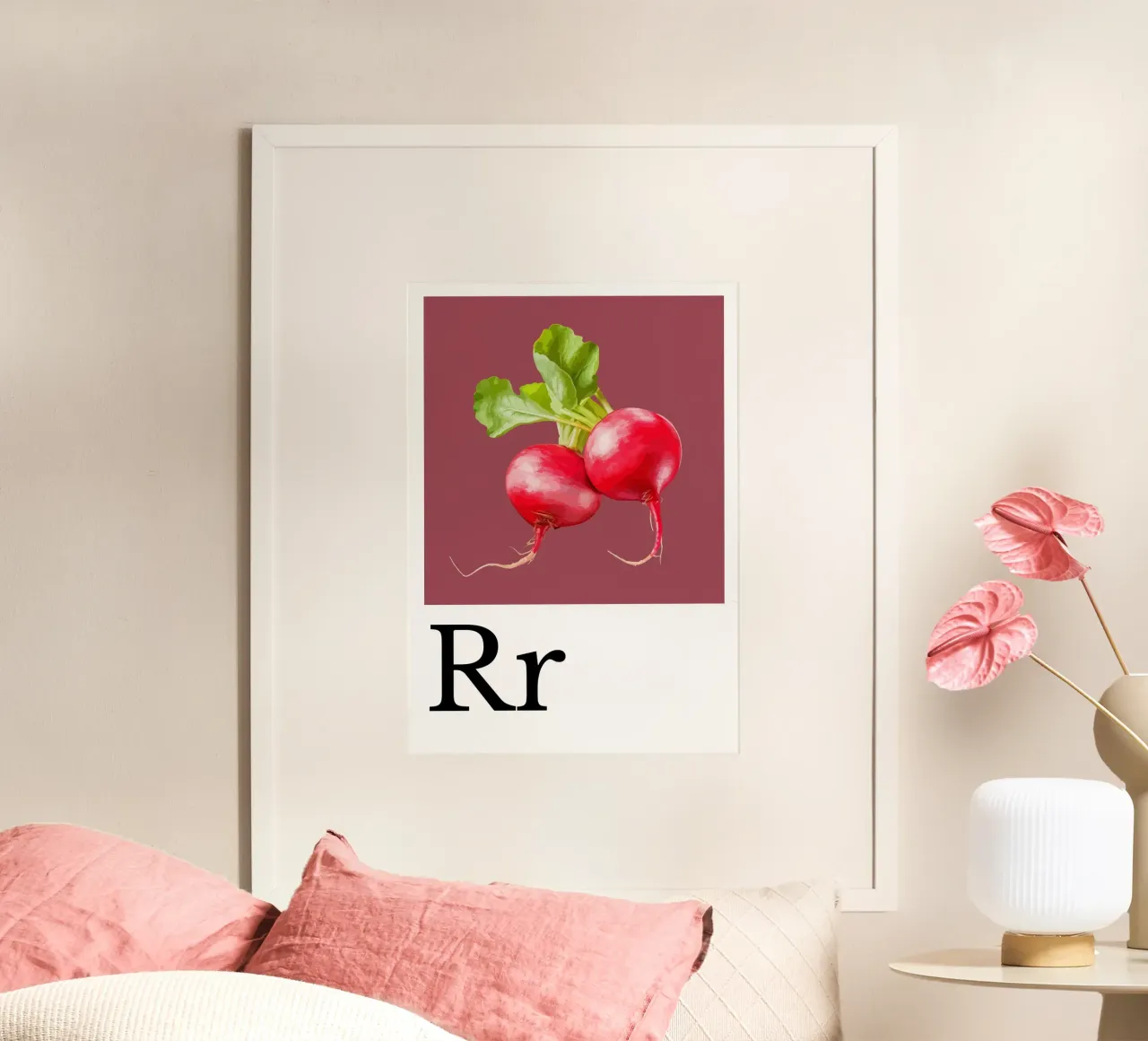 Buchstabe R - R wie Radieschen poster con telaio in alluminio da Grünkraftwerk