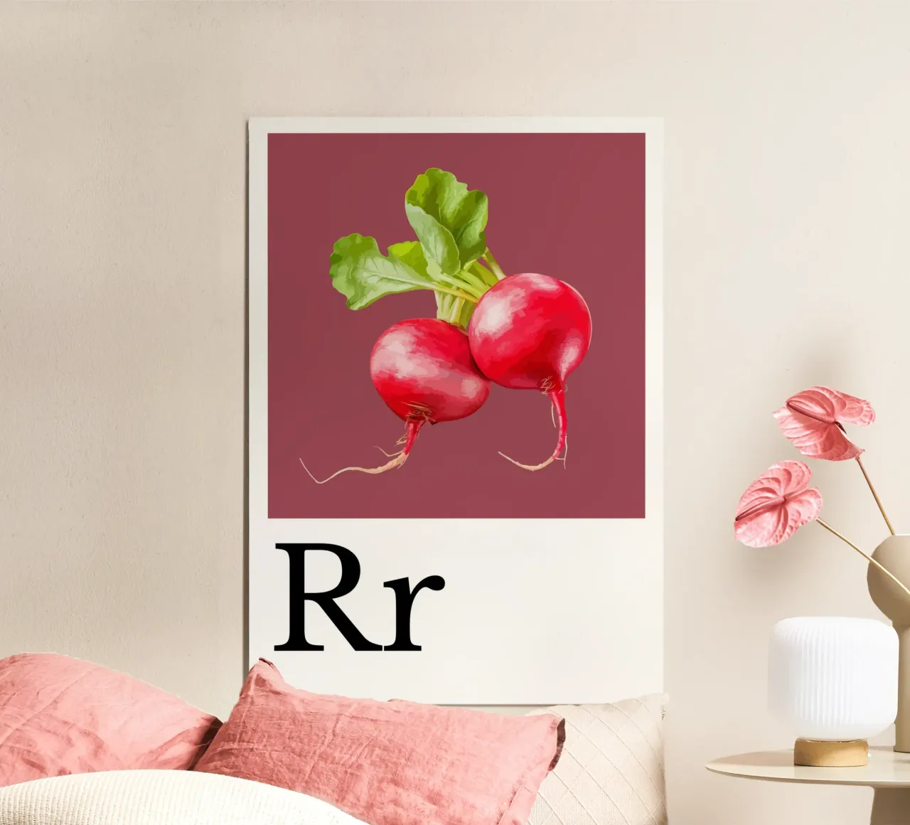 Buchstabe R - R wie Radieschen poster con telaio in alluminio da Grünkraftwerk