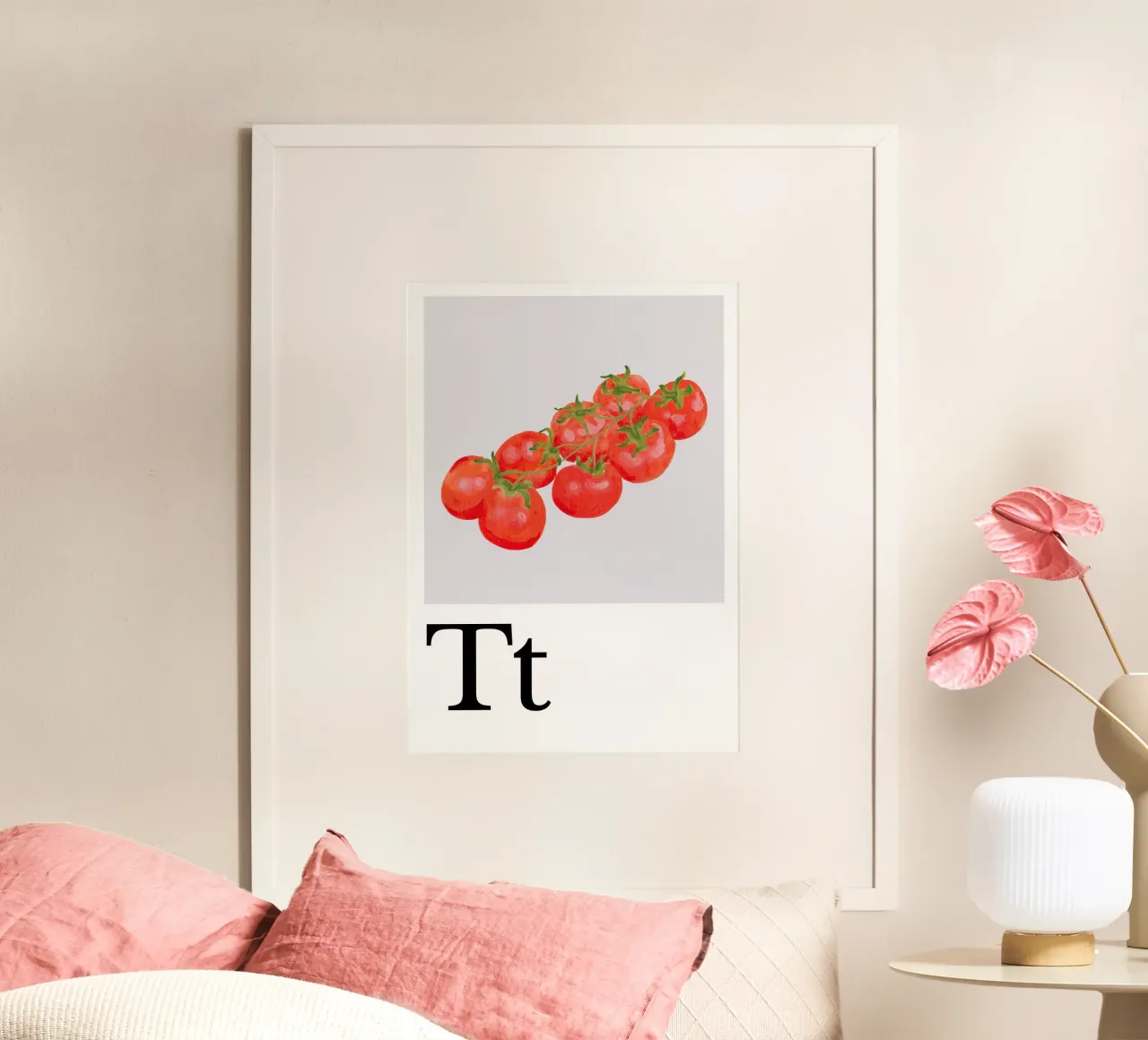Buchstabe T - T wie Tomate poster con telaio in alluminio da Grünkraftwerk