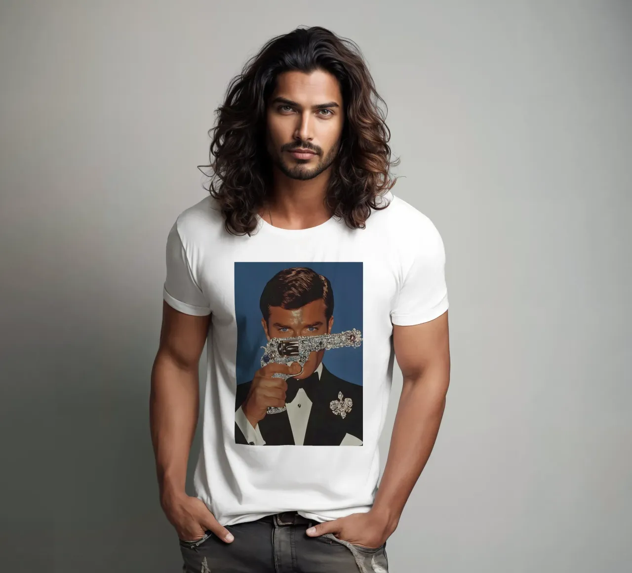 Roger Moore t-shirt da Low poly art