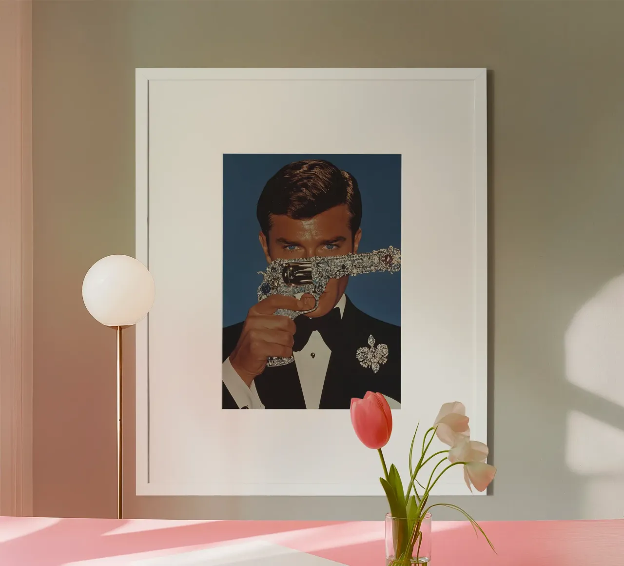 Roger Moore poster con telaio in plastica da Low poly art