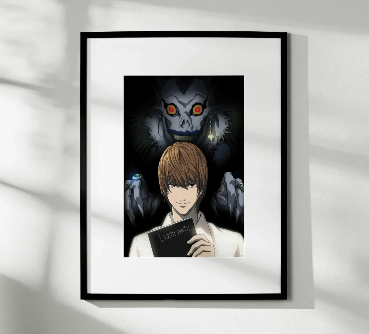 ABYstyle Licenza ufficiale Death Note Light & Ryuk Mini poster con telaio in legno da Junior Harrington