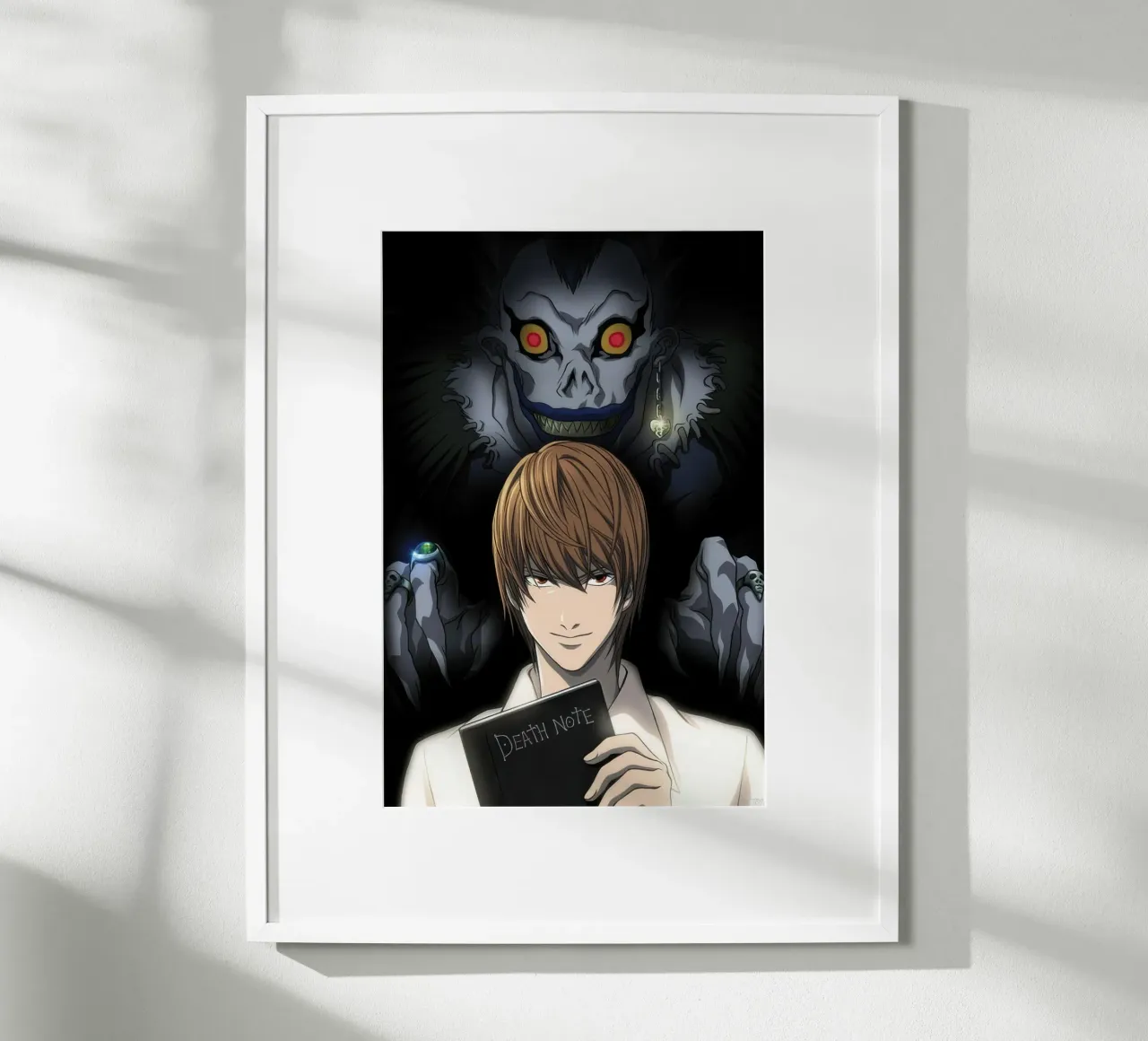 ABYstyle Licenza ufficiale Death Note Light & Ryuk Mini poster con telaio in legno da Junior Harrington