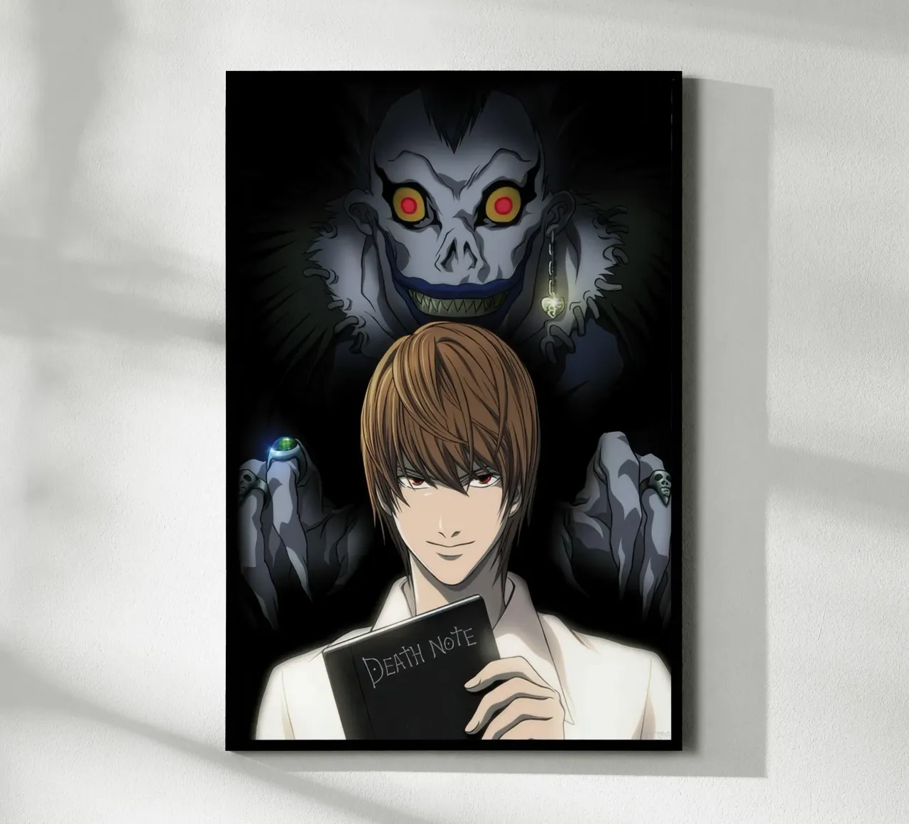 ABYstyle Licenza ufficiale Death Note Light & Ryuk Mini poster con telaio in legno da Junior Harrington