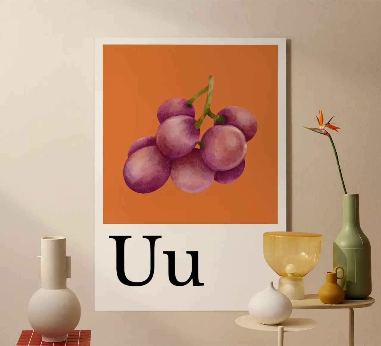 Buchstabe U - U wie Uva Fragola plexiglass da Kleine Denker