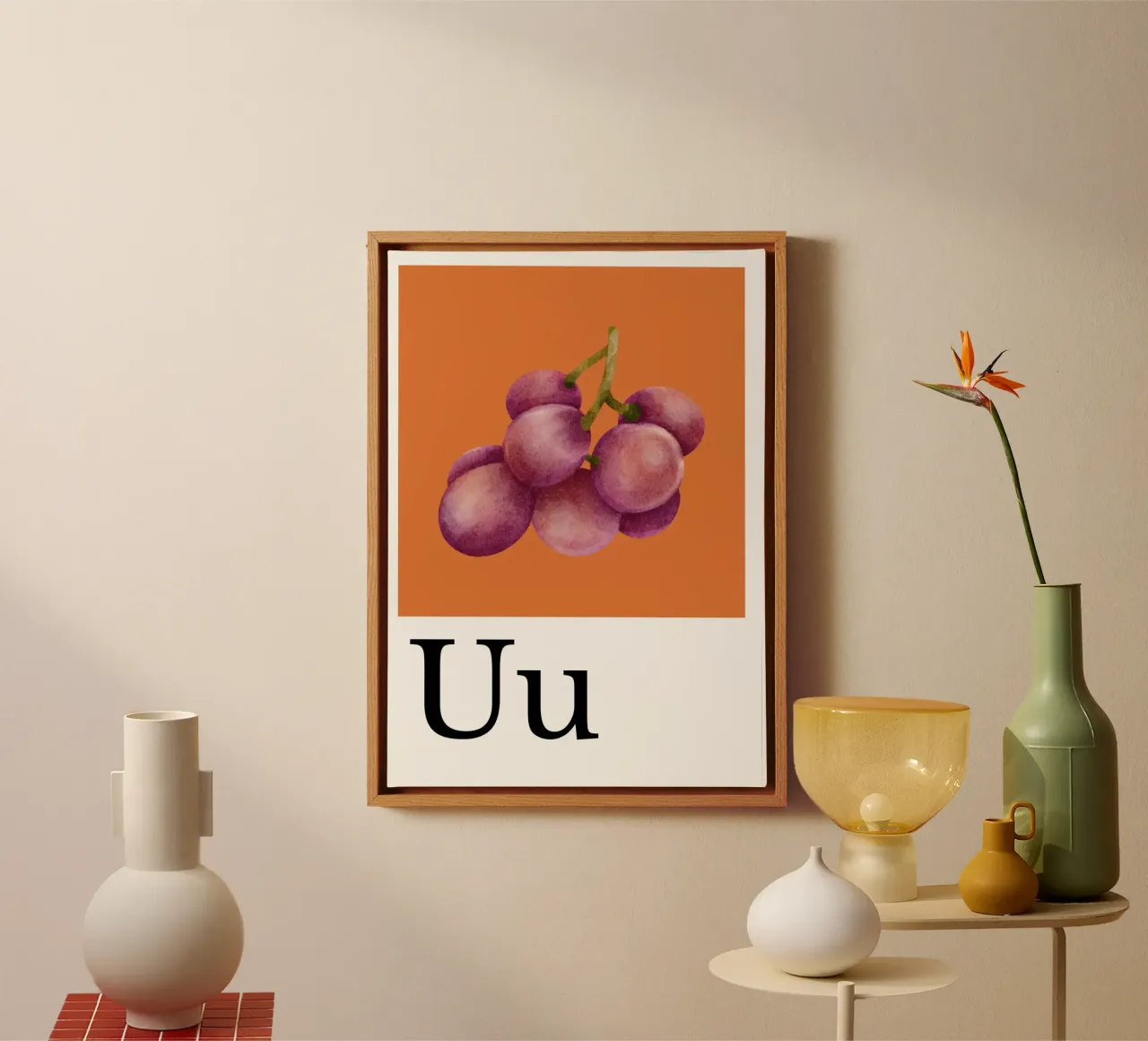 Buchstabe U - U wie Uva Fragola tela da Plantiful Print
