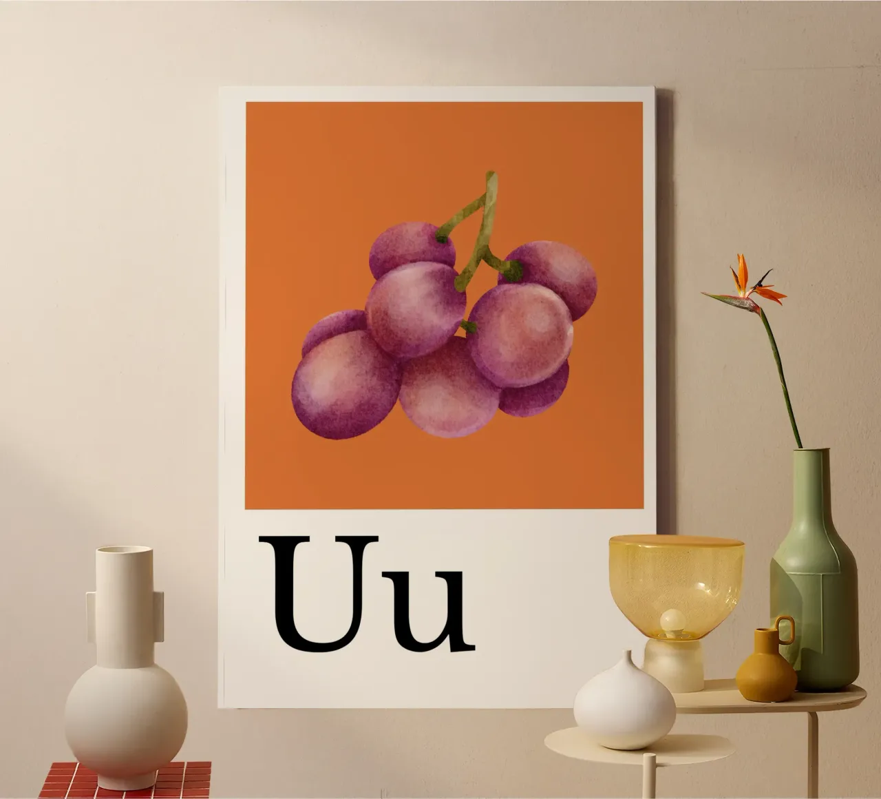 Buchstabe U - U wie Uva Fragola tela da Plantiful Print