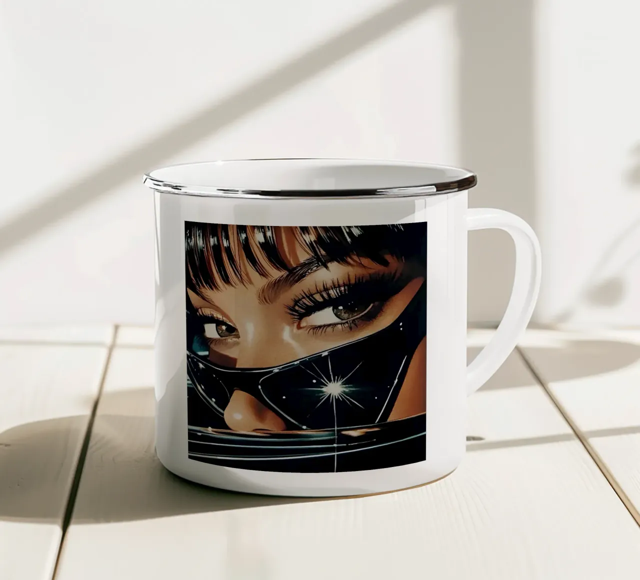 A close-up portrait of a woman tazza in smalto da Low poly art