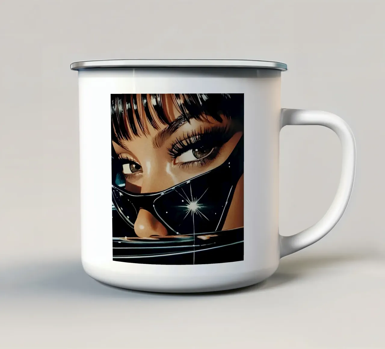 A close-up portrait of a woman tazza in smalto da Low poly art