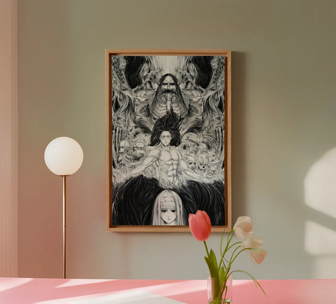 Kunstdruk Eren Yeager Ymir canvas met Baklijst van Junior Harrington