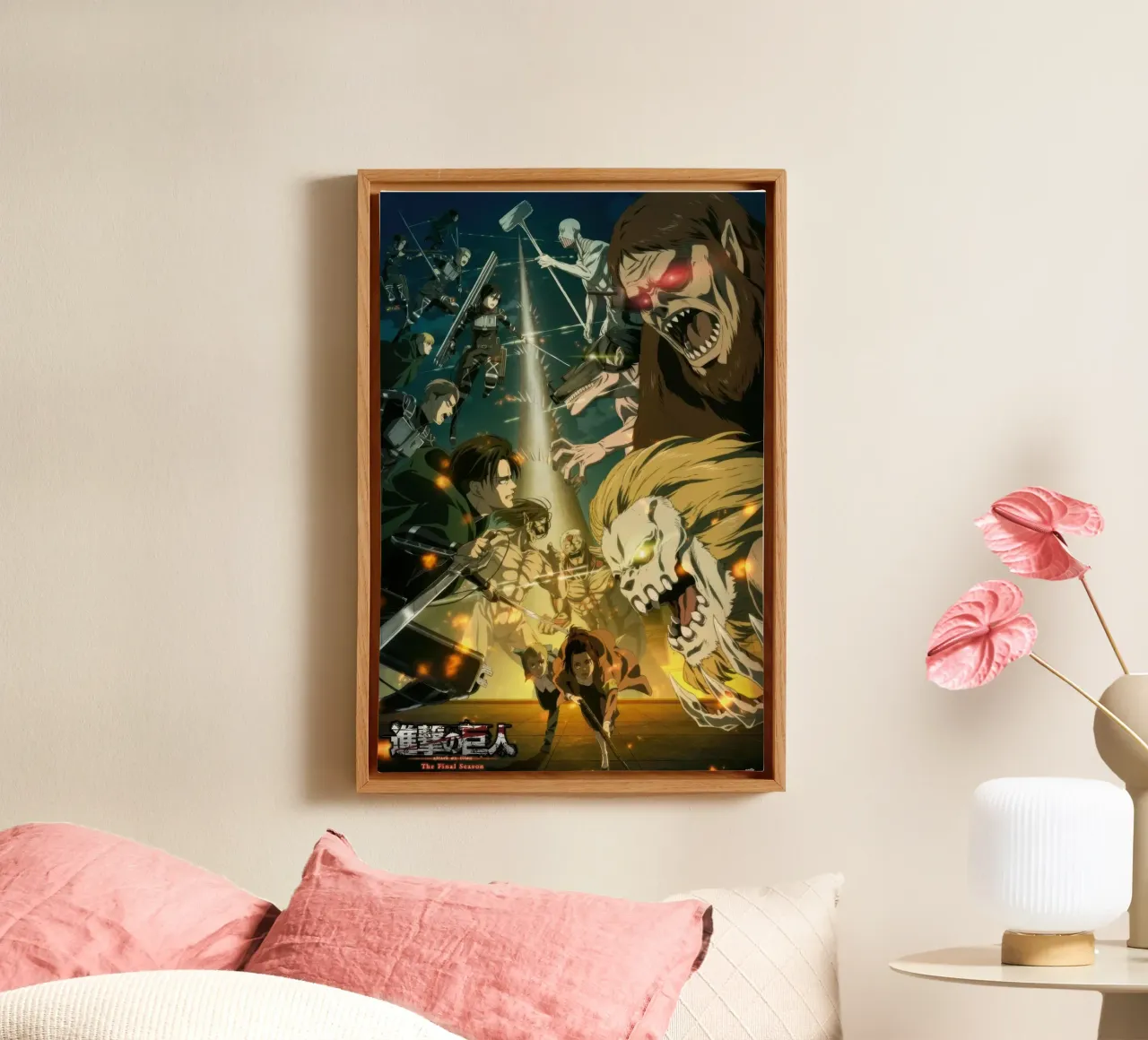 Angriff auf Titan - Paradis gegen Marley Leinwand mit Schattenfugenrahmen von Junior Harrington