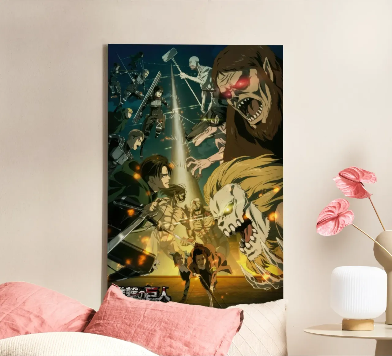Angriff auf Titan - Paradis gegen Marley Leinwand mit Schattenfugenrahmen von Junior Harrington